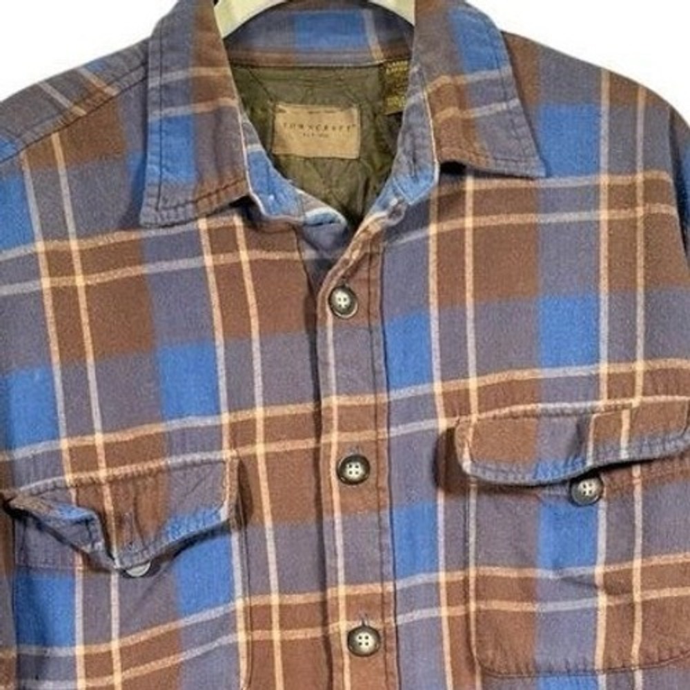 Towncraft Men's Blue Plaid Flannel‎ Shacket Jacket Large